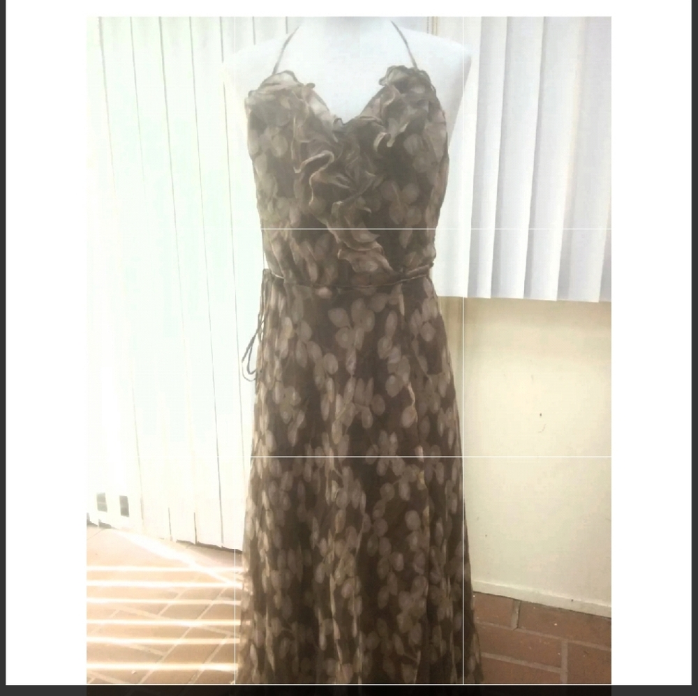 HARKHAM Flowng Print Floral Ruffle Dress